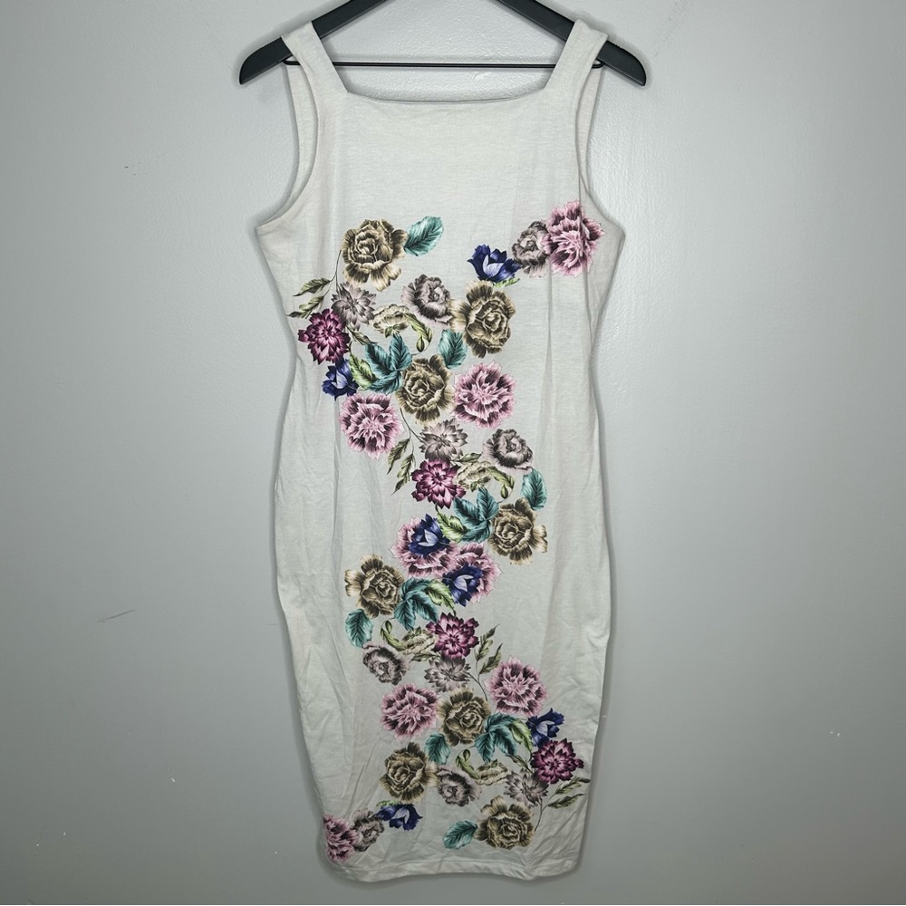 ASOS Floral Grey Midi‎ Bodycon Dress Size 12